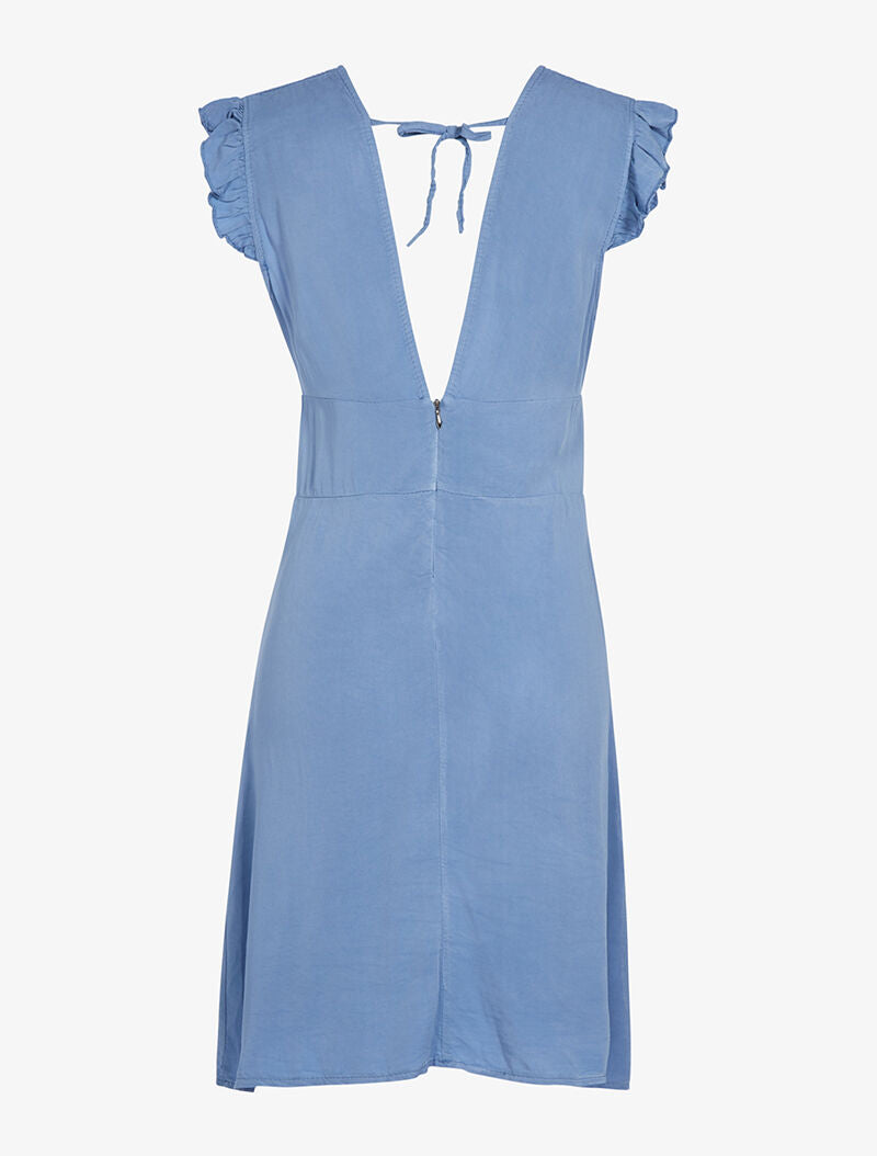Robe légère à mancherons volantés - bleu - 2