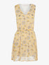 Robe cintrée imprimé marguerites à dos dentelle - jaune - 1