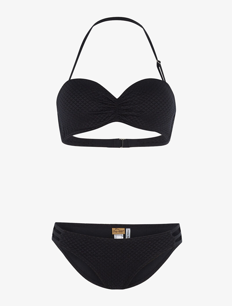 Bikini coutures losanges - noir - 1