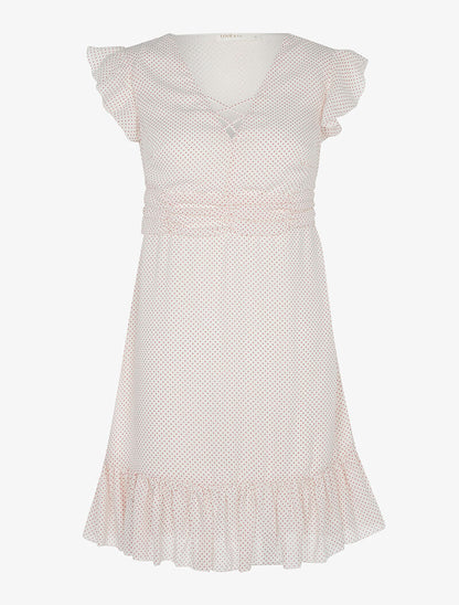Robe volantée à pois - écru/rouge - 3