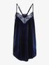 Caraco long en velours et bord dentelle - bleu nuit - 3