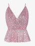 Crop top en sequins à basque - rose - 1