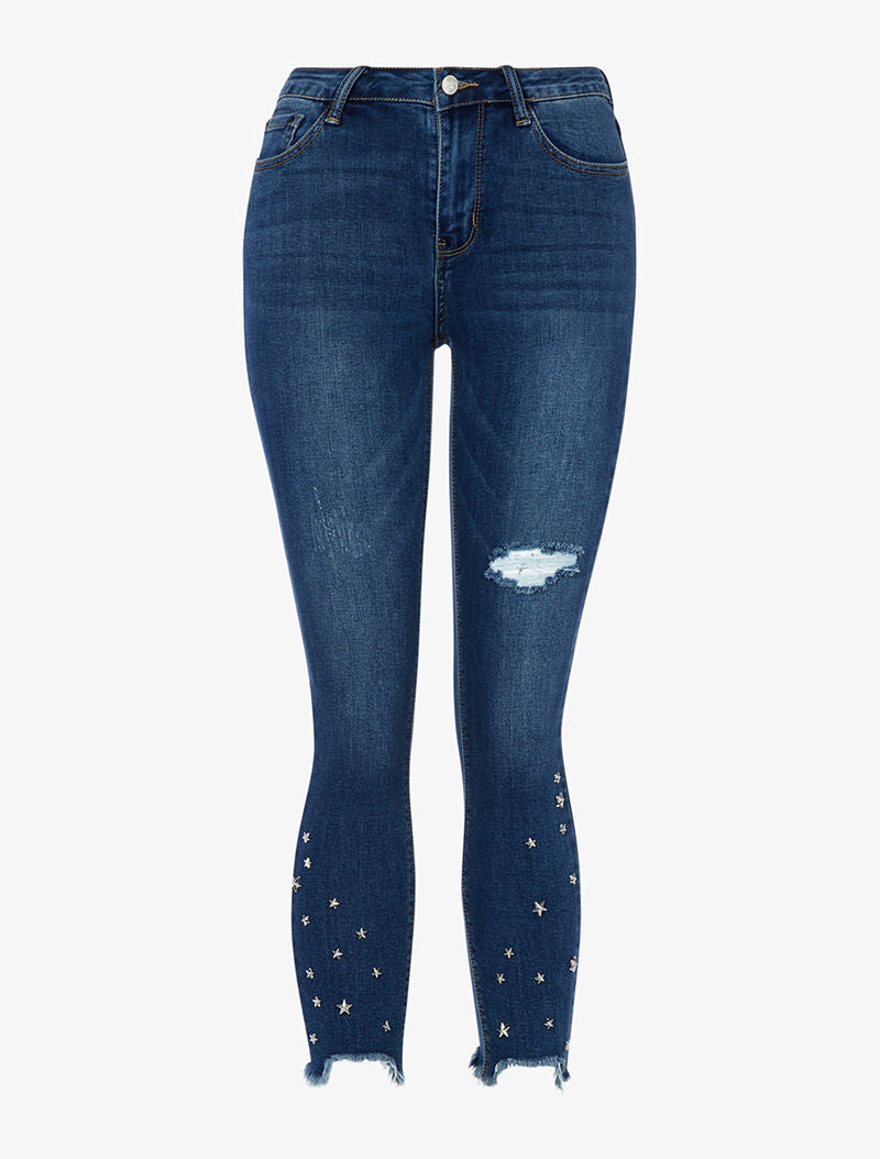 Jean à empiècements étoiles - bleu denim - 3
