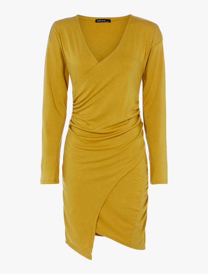Robe cache-coeur stretch - moutarde - 1