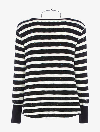 Pull ample à rayures mouchetées - noir/blanc - 2