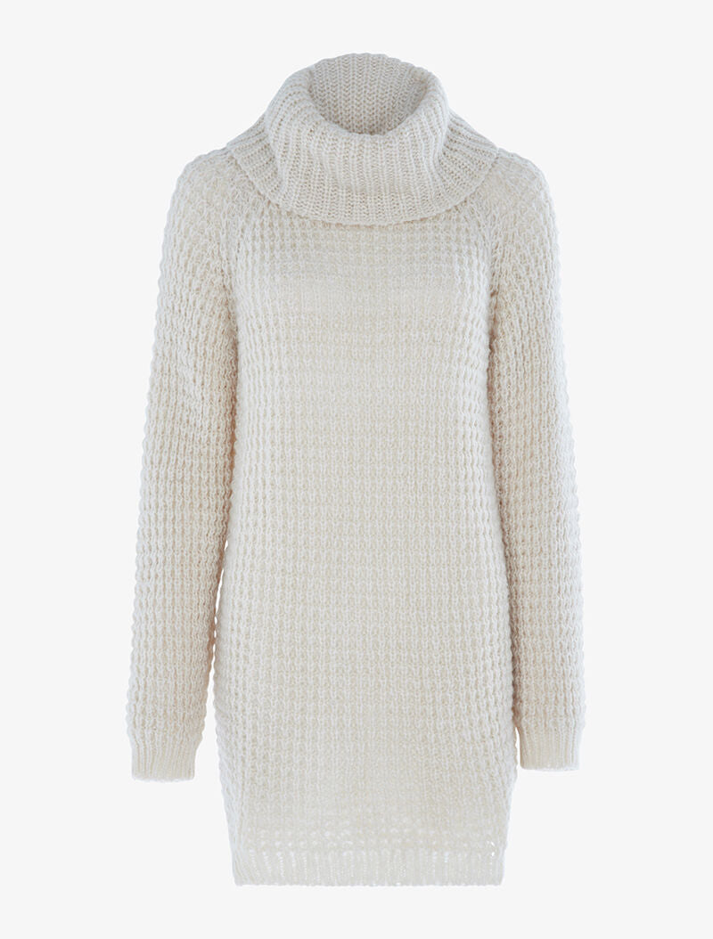 Robe-pull en grosse maille ajourée - beige - 3