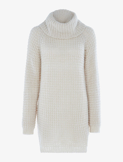 Robe-pull en grosse maille ajourée - beige - 3