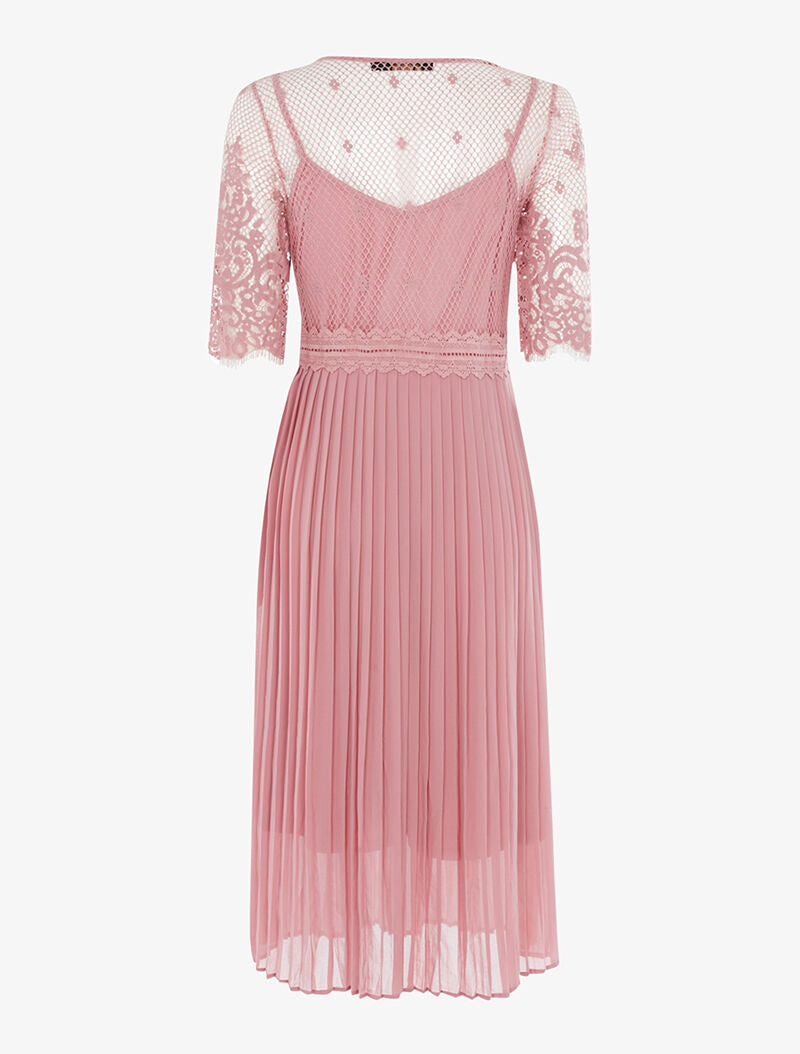 Robe plissée à buste ajouré - rose - 2