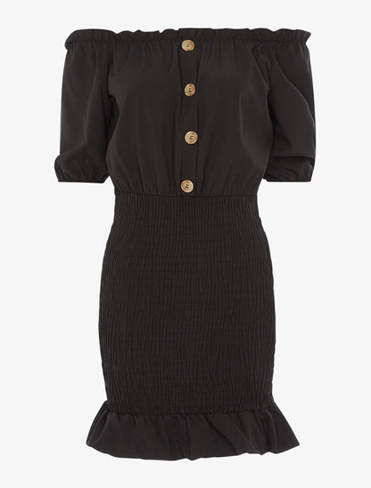 Robe ajustée à volants - noir - 3