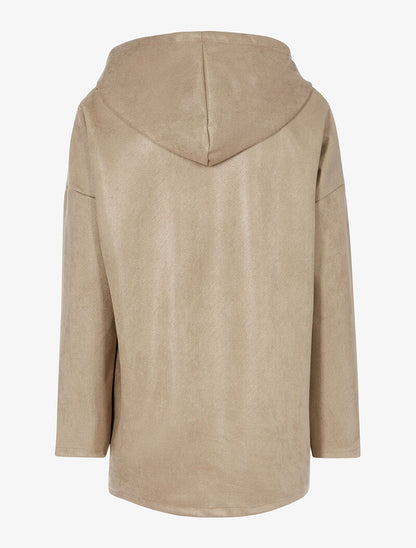 Sweat zippé oversize à capuche - camel clair - 2