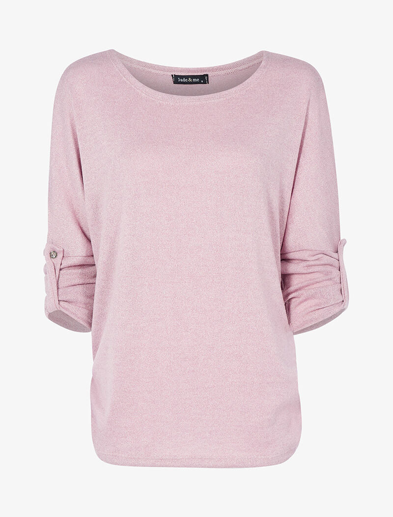Top ample coupe droite pailleté - rose - 3
