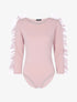 Body à manches volantées en tulle - rose - 3