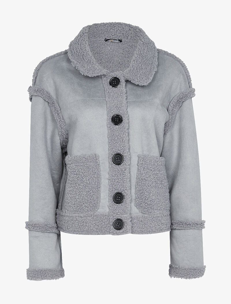 Veste courte duveteuse - corail - 1