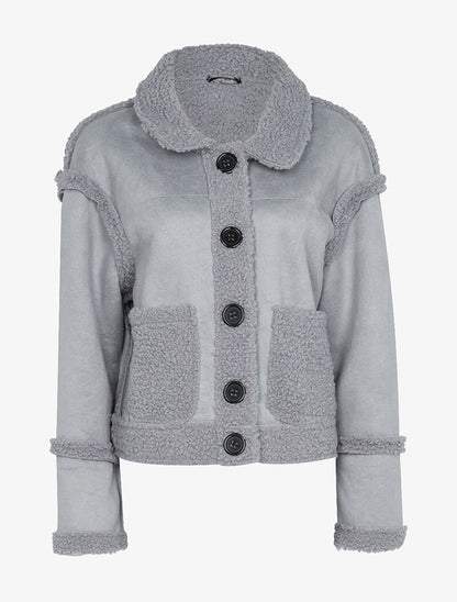 Veste courte duveteuse - corail - 1