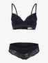 Ensemble à empiècement broderie fleurie - noir - 3