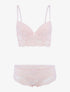 Ensemble bustier en dentelle fleurie - rose orange - 1