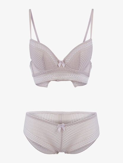 Ensemble à empiècements pois - taupe - 1