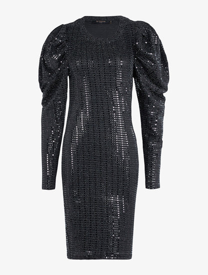 Robe longue à facettes - noir - 3