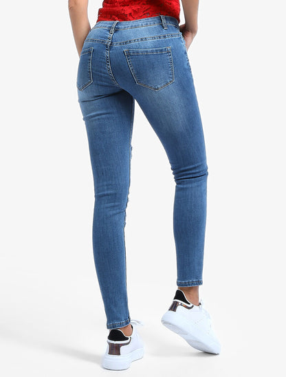 Jean skinny à empiècement - bleu ciel - 3