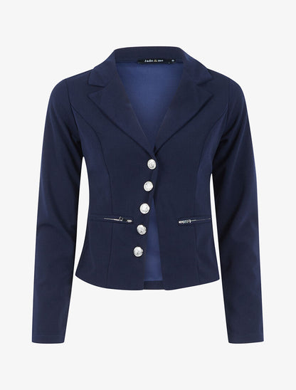 Veste à fermeture en biais - marine - 1