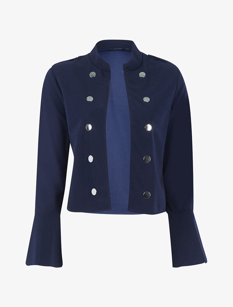 Veste boutonnée à bords coupe franche - marine - 1