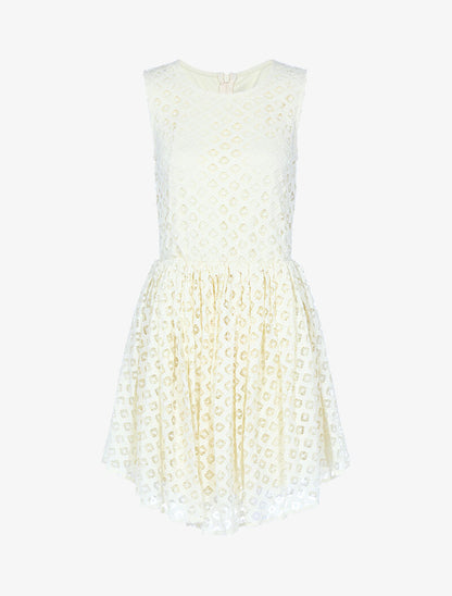 Robe à broderies graphiques - beige - 3