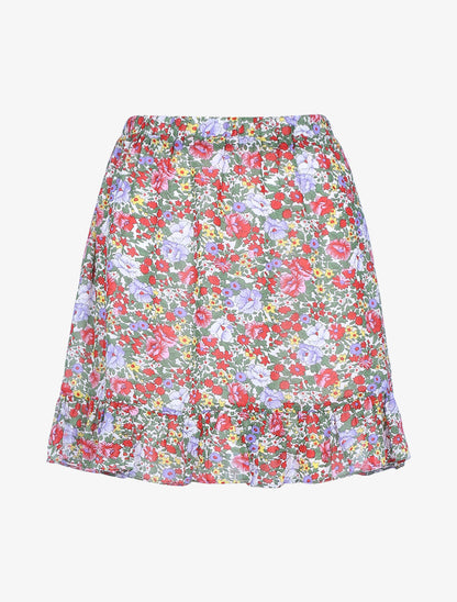 Jupe courte à imprimé printanier - écru/vert - 1