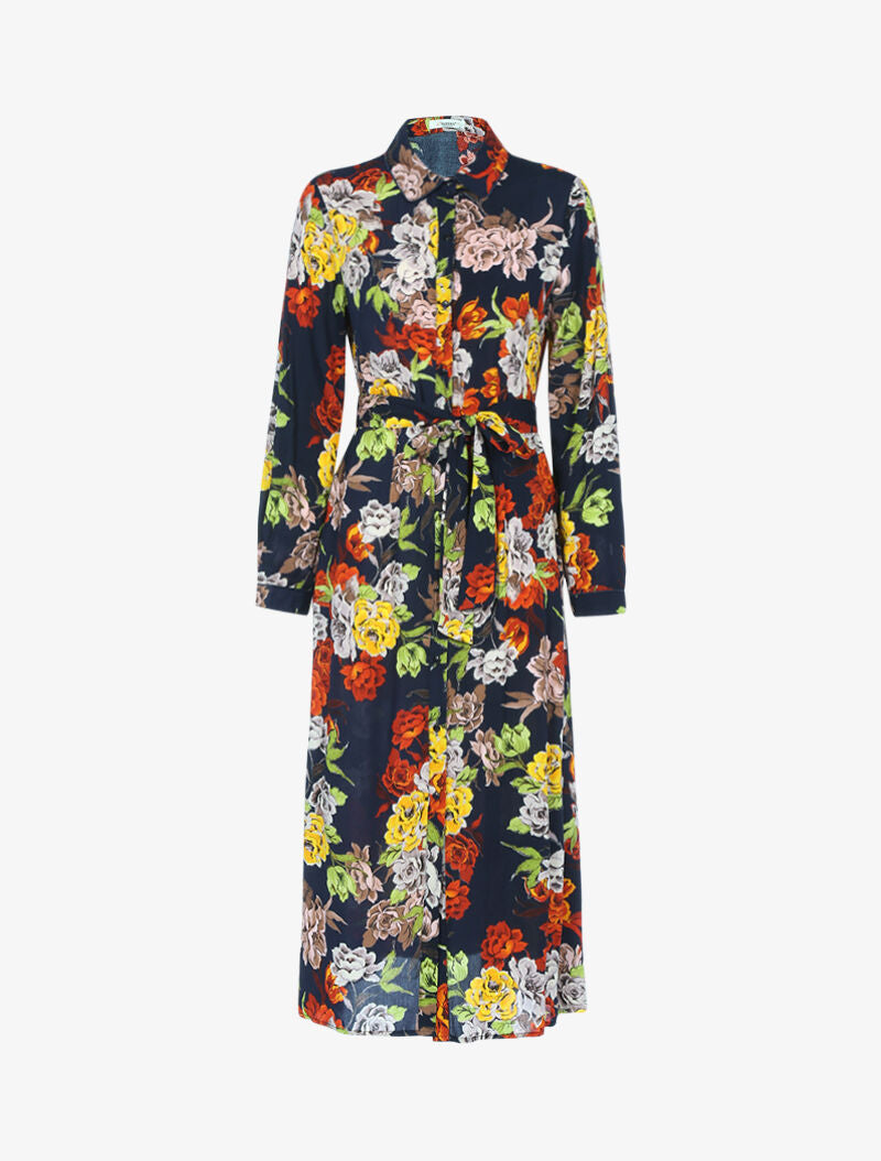 Robe à imprimé grosses fleurs - marine - 3