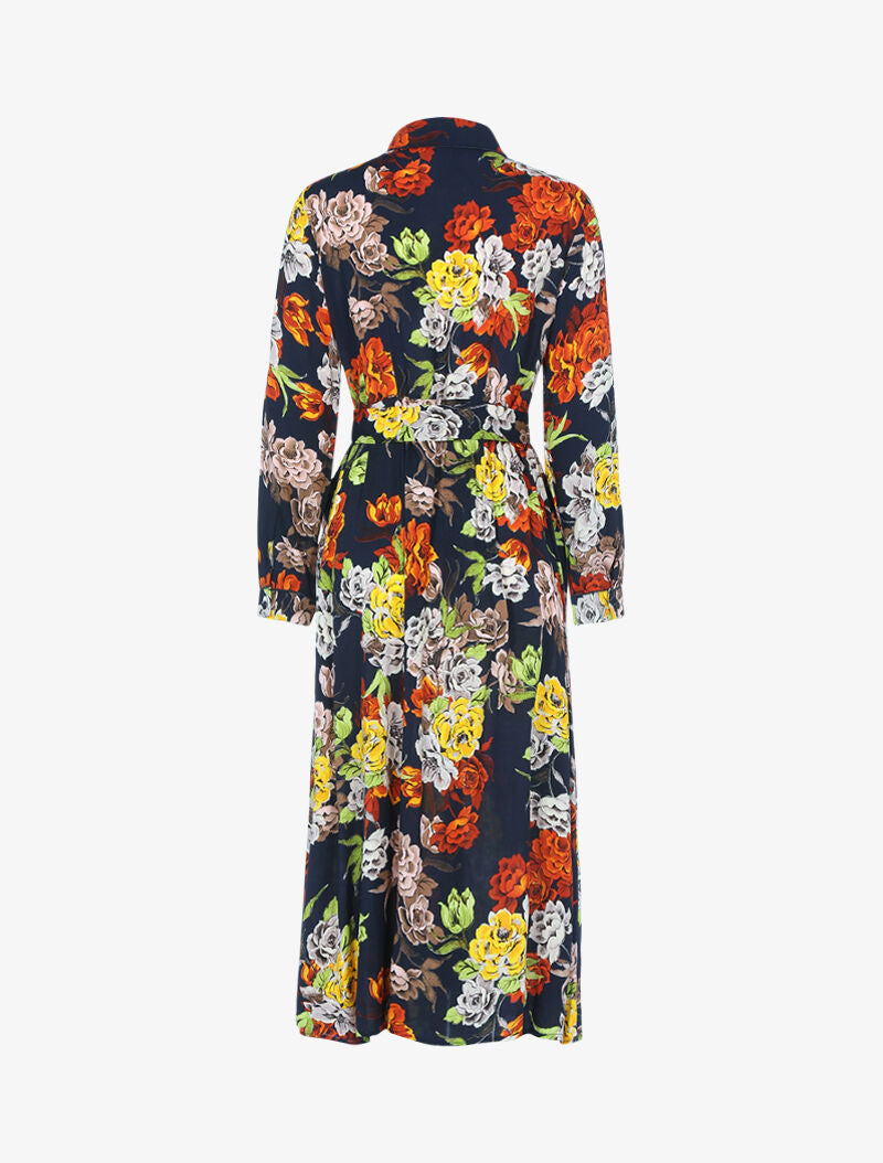 Robe à imprimé grosses fleurs - marine - 2