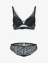 Ensemble en dentelle festonnée fleurie - noir - 3