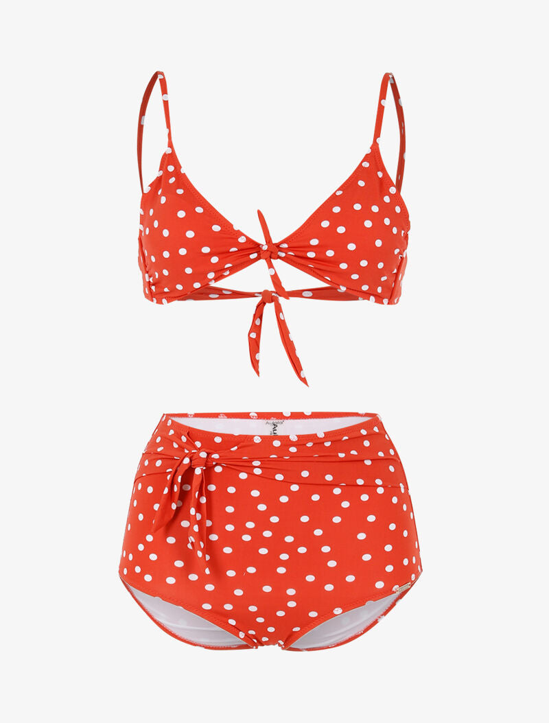 Bikini à imprimé pois - brique - 3