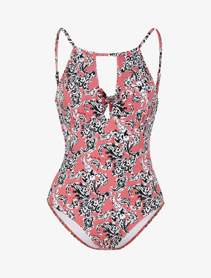 Monokini à imprimé baroque stylisé - rose foncé - 1