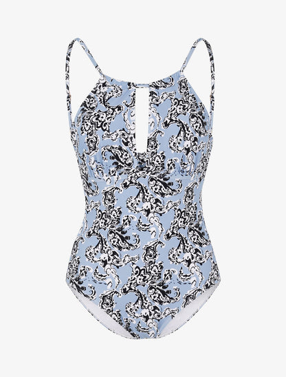 Monokini à imprimé baroque stylisé - bleu charrette - 3