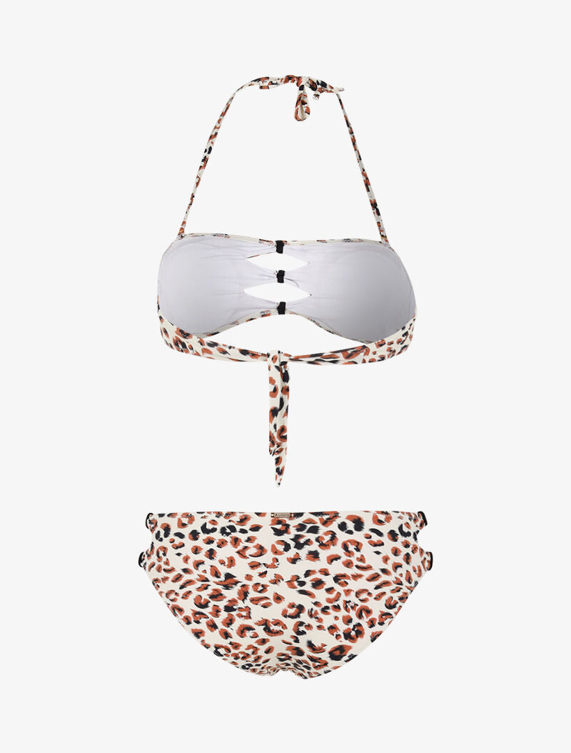 Bikini à découpes imprimé léopard - camel - 2