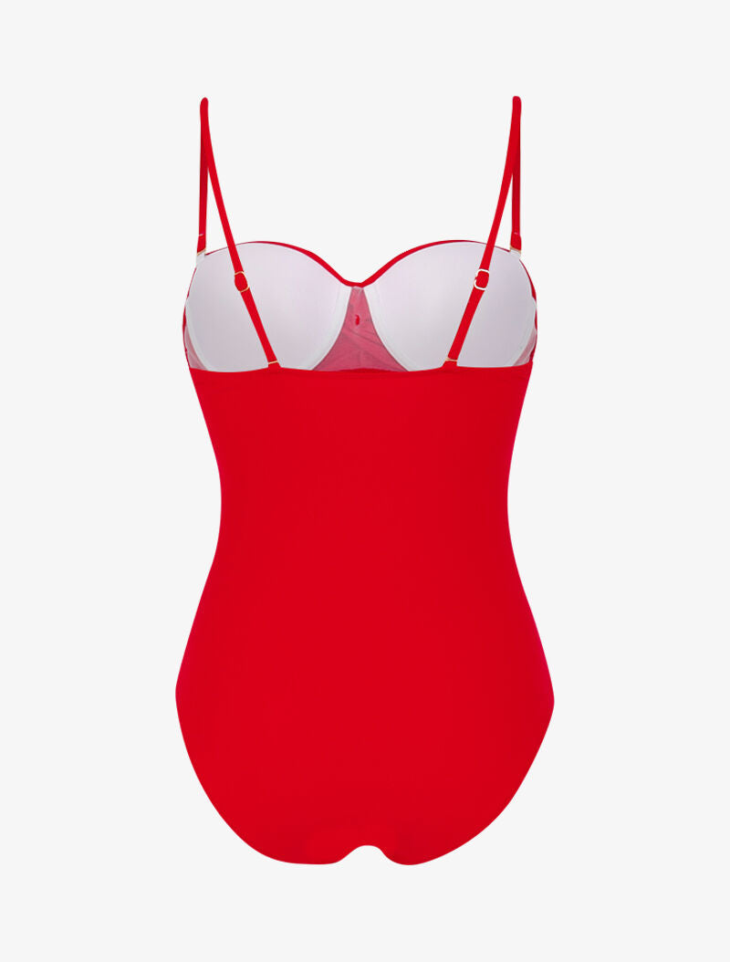 Monokini à bustier coqué - rouge - 2