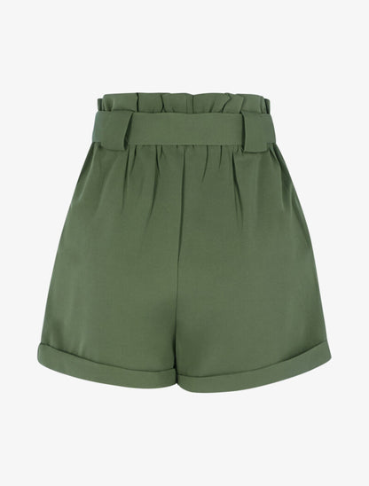 Short taille haute paper bag - kaki - 2