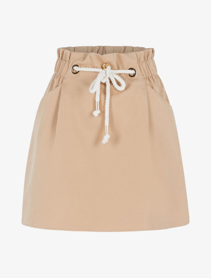 Jupe unie à cordon décoratif - beige - 1
