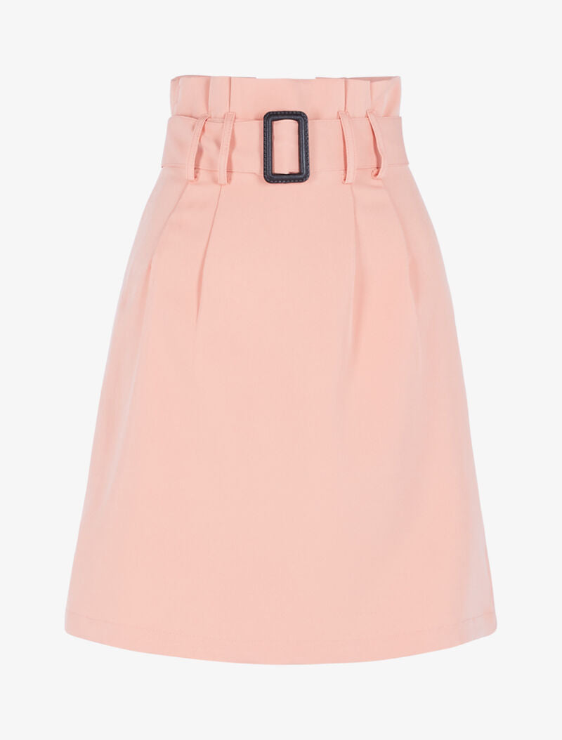 Jupe unie coupe trapèze taille haute - rose - 3
