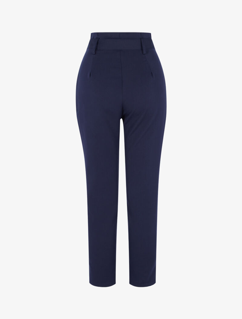 Pantalon taille haute à plis permanents - bleu nuit - 2