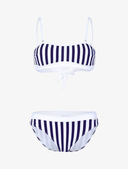 Bikini bandeau imprimé marinière - marine/blanc - 3