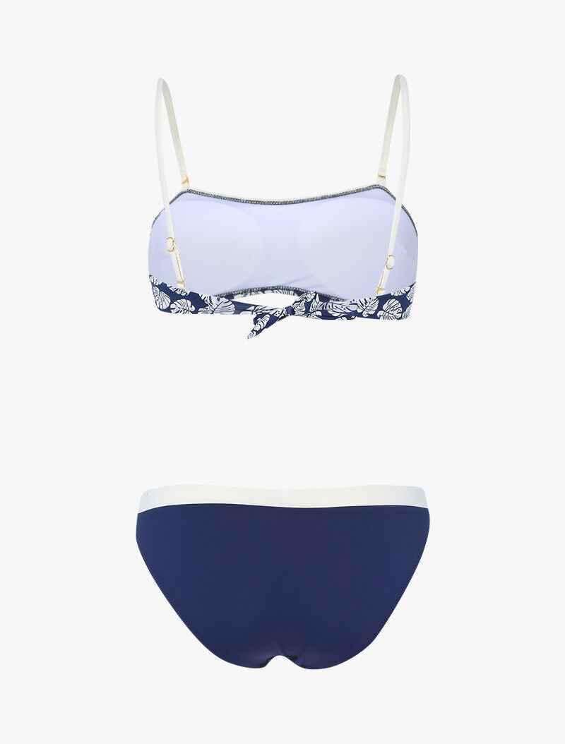 Bikini bicolore et haut imprimé - marine/écru - 2
