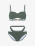 Bikini à balconnet texturé et pailleté - kaki - 1