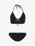 Bikini triangle côtelé à corset - noir - 3