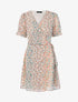 Robe cache-coeur fleurie - beige - 1