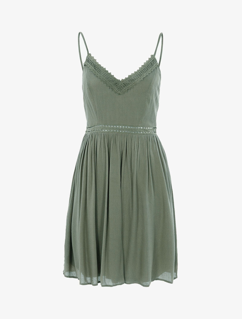 Robe à détails crochet - kaki - 3