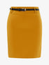 Jupe unie ceinturée - jaune - 1