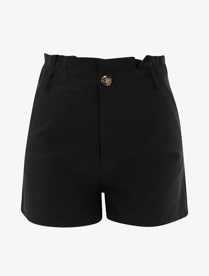 Short uni à taille volantée - noir - 1