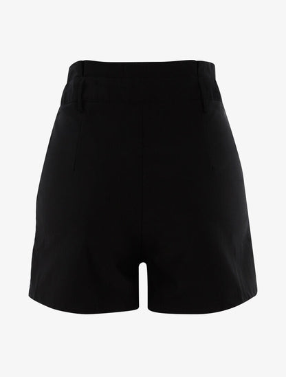Short uni à taille volantée - noir - 2