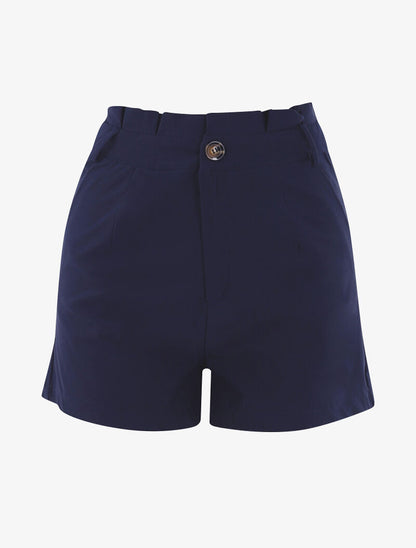 Short uni à taille volantée - marine - 3