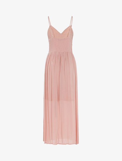 Robe longue à buste en crochet - rose - 2